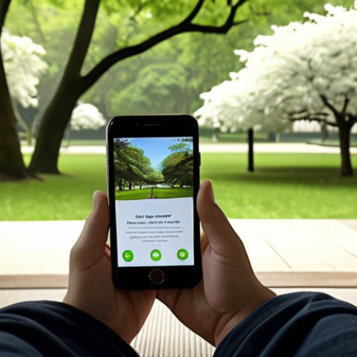 Home 11 ** A person using a meditation app on their phone in a peaceful setting, like a park or quiet room. Focus on conveying serenity and accessibility.
**