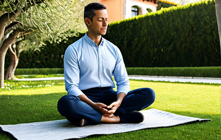Personalized Meditation Experience**
"A serene individual, fully clothed, meditating outdoors in a sunny Spanish garden, using a mobile app with a calming interface displayed on a modern smartphone. The app shows personalized recommendations based on mood and stress levels. Emphasis on relaxed posture and natural light. Safe for work. Professional photography. Perfect anatomy, natural proportions, modest clothing, appropriate attire, family-friendly, high resolution, detailed skin texture."
**
